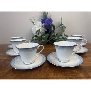 Vintage Royal Doulton Lorraine Teacup and‎ Saucer Set of Six MCM Dining